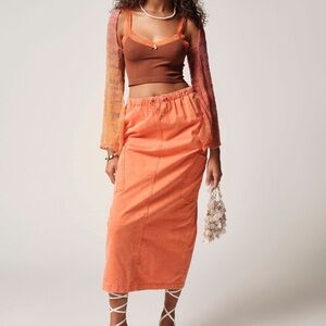 Orange Midi Skirt
